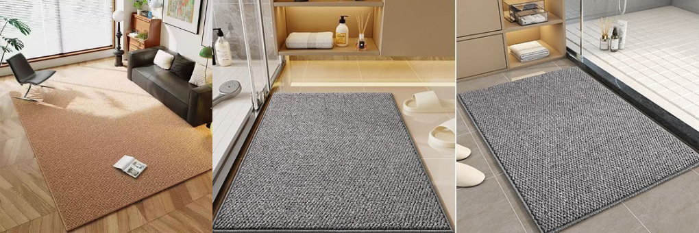 Beige Anti-Scratch Textured Entryway Mat Dirt Trapper Entrance Doormats  Faux Jute Modern Carpet