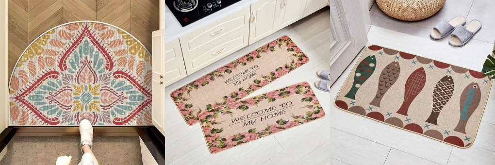  Linen-textured Kitchen Decorative Area Rugs Doormat Non Slip Home Decoration 