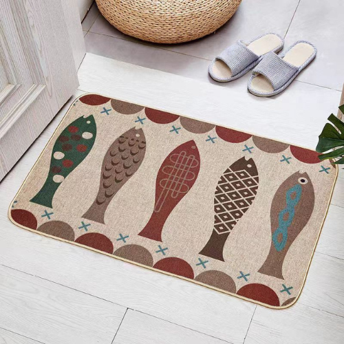  Linen-textured Kitchen Decorative Area Rugs Doormat Non Slip Home Decoration 