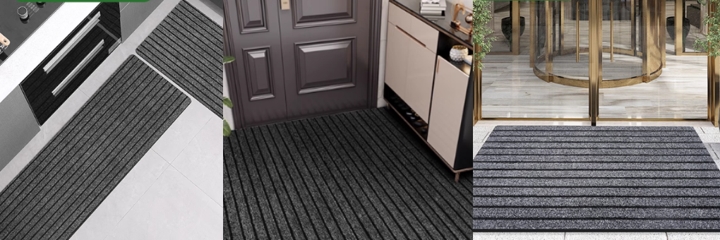 Heavy-Duty Wide Stripe Floor Mat Non-Slip Scatter Rug Doormat
